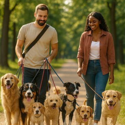 * walking dog in the park 4