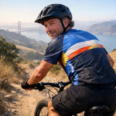 Alerting - white 50s man mountain biking